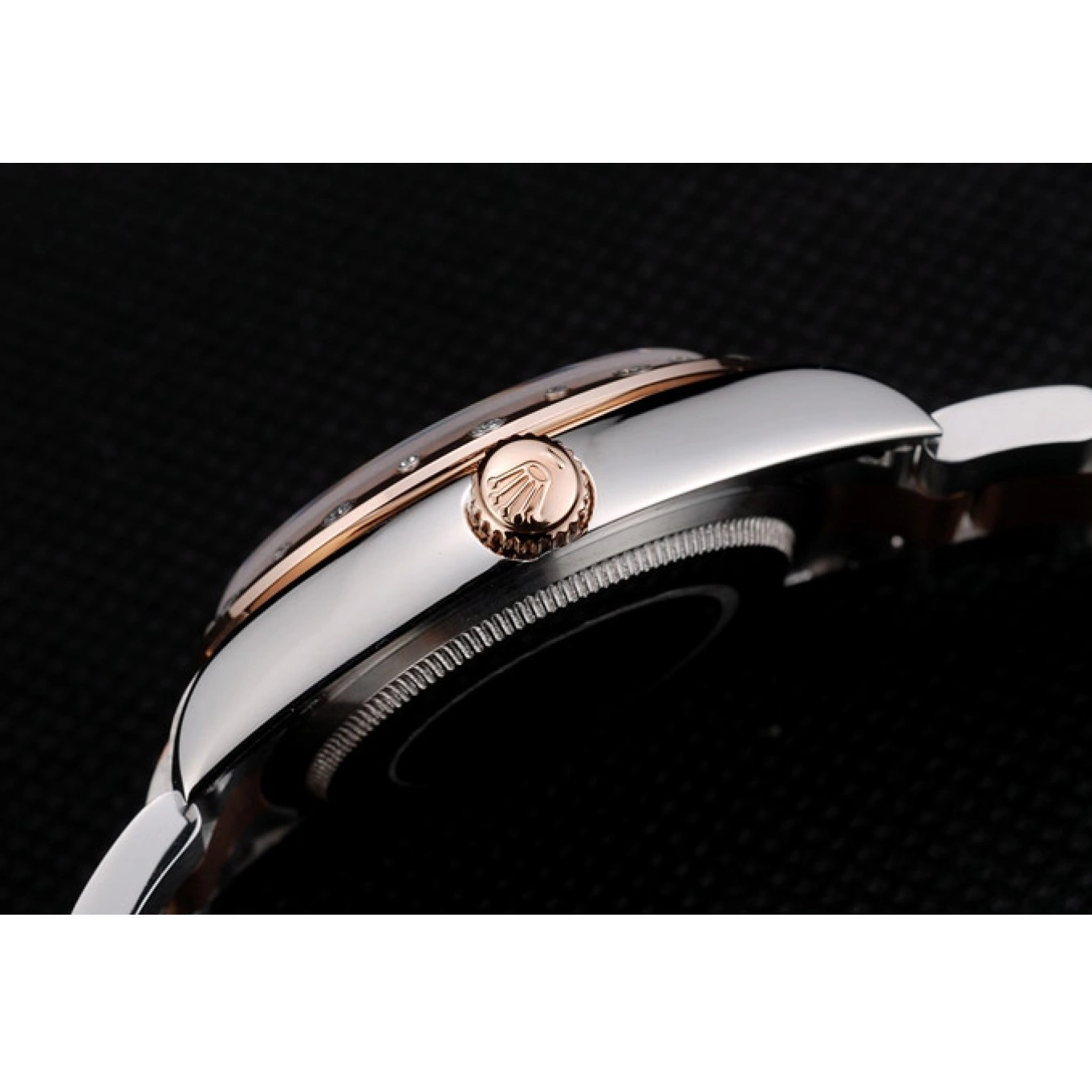 Aaa replica watch Rolex DateJust Case Plated Stainless Brushed Dial Brown Steel 41994 Diamond 0526